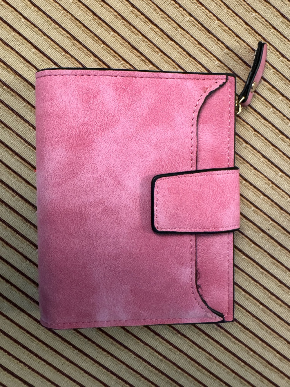 Pink Suede Women's Wallet - Compact Card & Cash Organizer